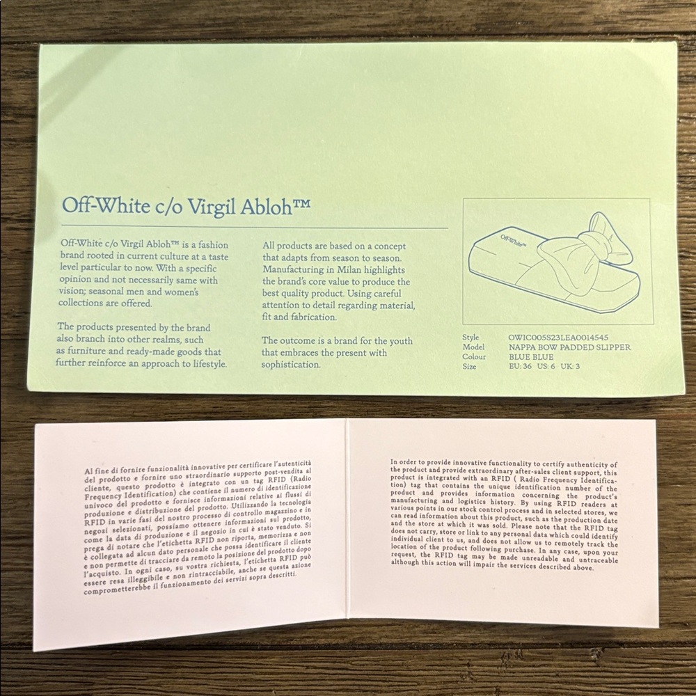 NIB [Off-White] Oversized Bow Blue Leather Slip-On Sandals Women’s EU 36 / US 6 - Picture 14 of 14